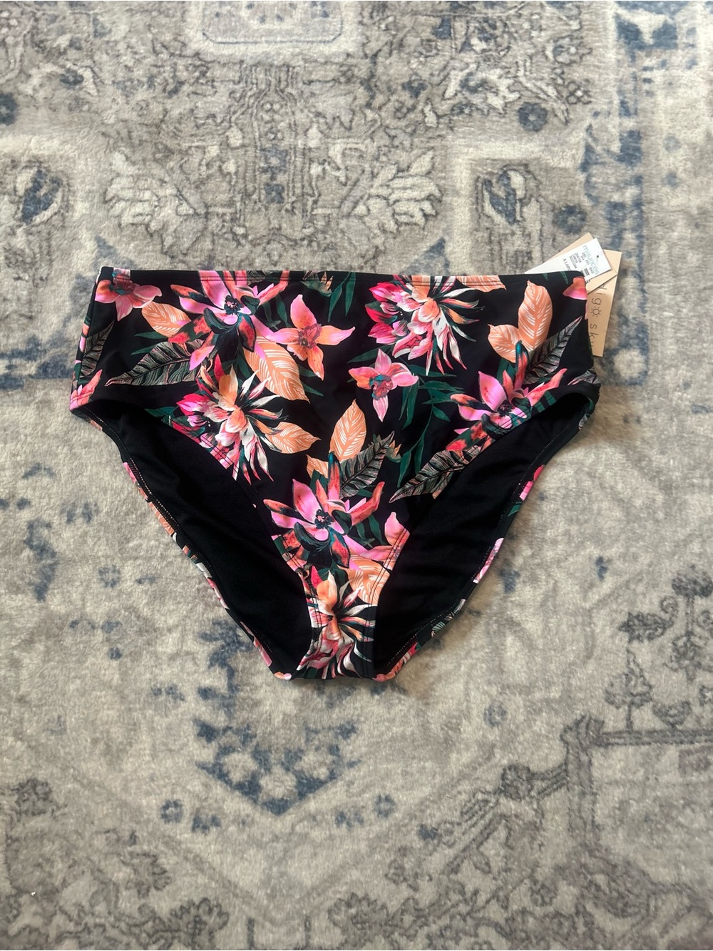 Maurice’s Indigo Sky Black Floral High Waist Bikini Bottoms